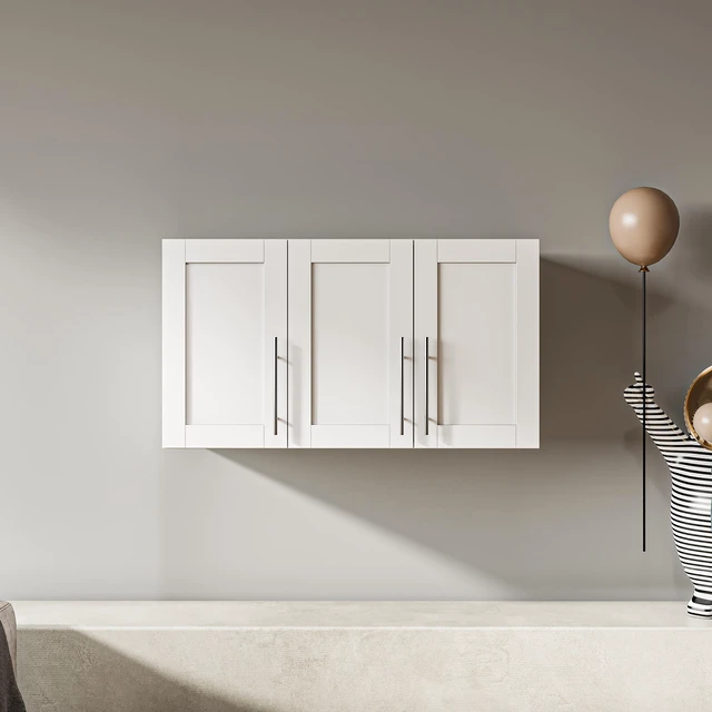 Main image of Stackable Wall Mounted Storage Cabinet, 15.75 "D x 35.43" W x 19.69 "H, White