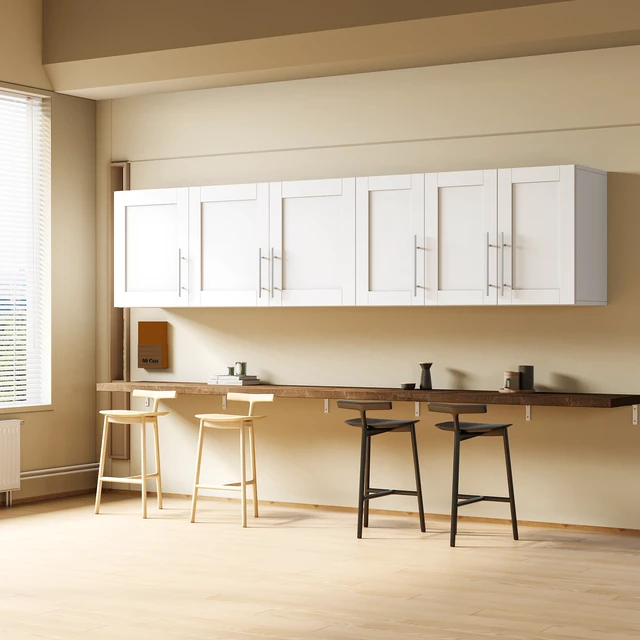 Alt view image 5 of 7 - Stackable Wall Mounted Storage Cabinet, 15.75 "D x 35.43" W x 19.69 "H, White