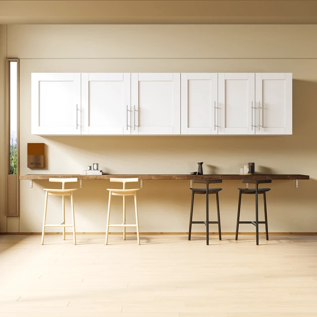 Alt view image 4 of 7 - Stackable Wall Mounted Storage Cabinet, 15.75 "D x 35.43" W x 19.69 "H, White