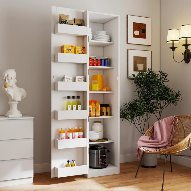 Main image of Kitchen Pantry Cabinet, White Freestanding Buffet Cupboards Sideboard with Doors & Shelves, Kitchen Pantry Storage Cabinet for Kitchen, Living Room and Dinning Room