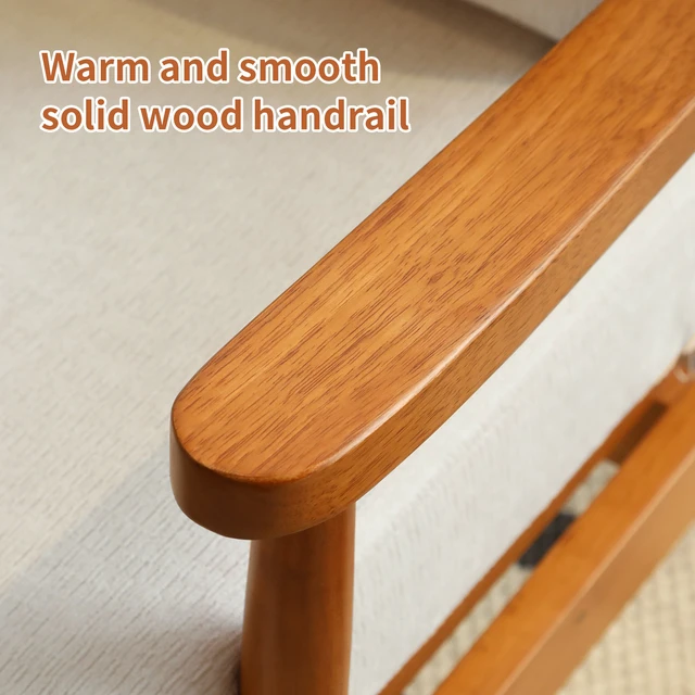 Alt view image 5 of 7 - Cute Accent Chair with Solid Wood Frame, Living Room Chair with Soft Fabric Cushion, Cozy Bedroom Chair, Comfy Armchair Reading Chair for Apartment, Waiting Room, Balcony (White)