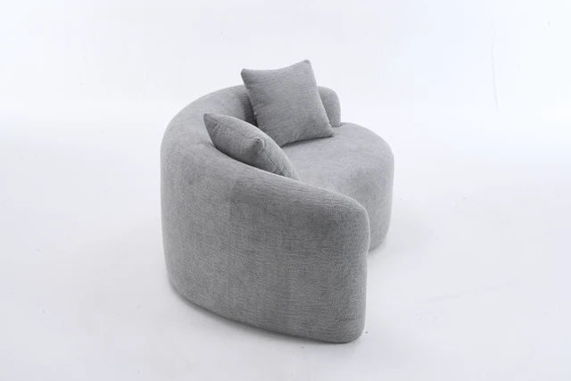 Alt view image 6 of 7 - LY-042 S-Curved Dual-Depth(21.3"/26.8") Loveseat, Full Compression Sponge Sofa Light Grey, Chenille Modular for Small Apartments,400 lbs 66.9"L