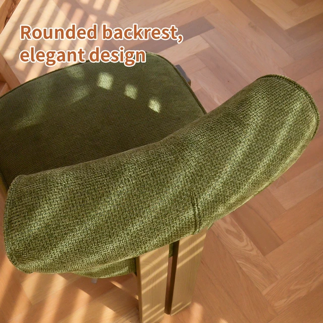 Alt view image 7 of 7 - Modern Fabric Dining Chair, Upholstered Armless Side Chair with Natural Wooden Finished Metal Frame, No Assembly Required Artistic Curved Backrest Accent Chair for Dining Room, Living Room,Kitchen,1pc