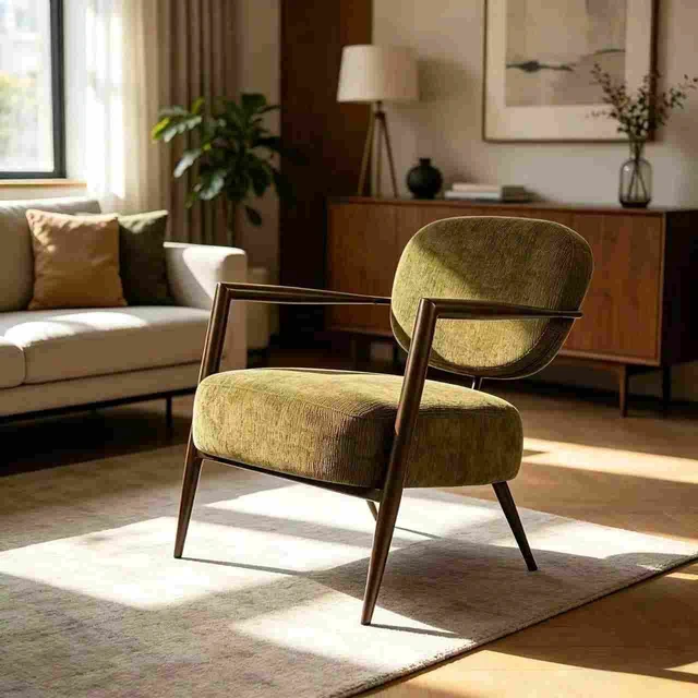 Alt view image 2 of 7 - Modern Metal Frame Accent Chair, Upholstered Softy Fabric Side Chair, Mid-Century Comfy Lounge Armchair for Living Room Bedroom Reading Nook, Single Leisure Guest Chair (Green-1pc)