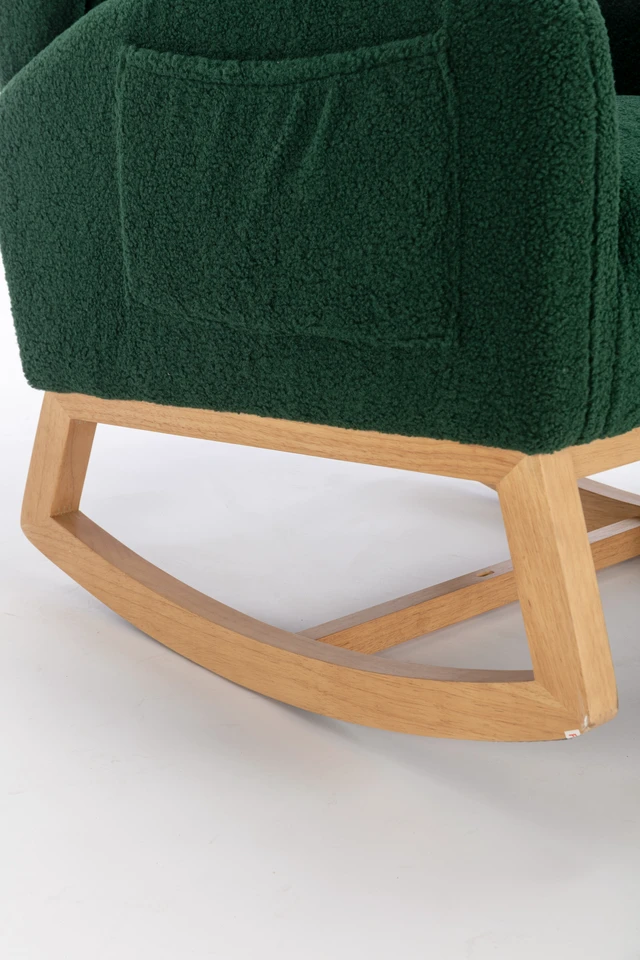 Alt view image 6 of 7 - 049-Teddy Fabric Rocking Chair With Packet Wood Legs,Green