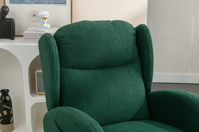 Alt view image 2 of 7 - 049-Teddy Fabric Rocking Chair With Packet Wood Legs,Green