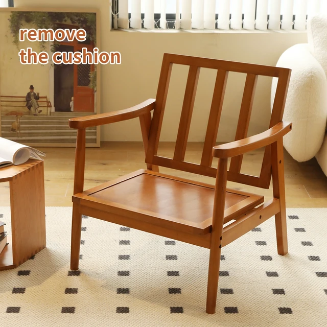 Alt view image 4 of 7 - Cute Accent Chair with Solid Wood Frame, Living Room Chair with Soft Fabric Cushion, Cozy Bedroom Chair, Comfy Armchair Reading Chair for Apartment, Waiting Room, Balcony (Grey)