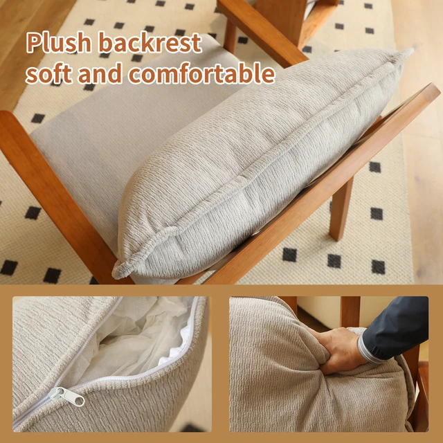 Alt view image 7 of 7 - Cute Accent Chair with Solid Wood Frame, Living Room Chair with Soft Fabric Cushion, Cozy Bedroom Chair, Comfy Armchair Reading Chair for Apartment, Waiting Room, Balcony (Grey)