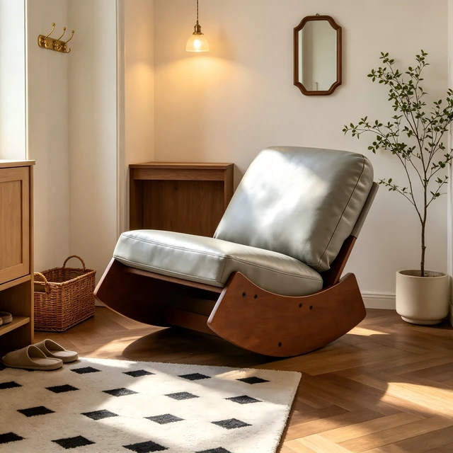 Alt view image 3 of 7 - Comfortable Glider Rocking Chair, High-Quality Upholstery Glider Chair, Solid Wood Frame, Perfect for Multiple Settings Accent Reading Chair for Bedroom,Living Room