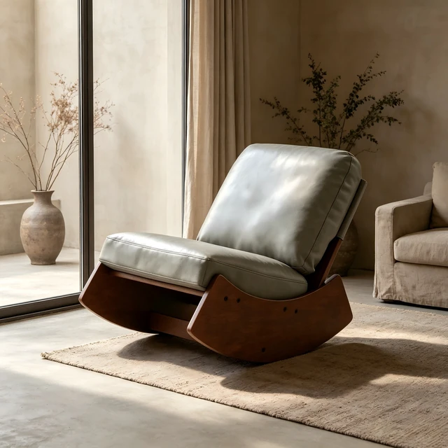 Alt view image 4 of 7 - Comfortable Glider Rocking Chair, High-Quality Upholstery Glider Chair, Solid Wood Frame, Perfect for Multiple Settings Accent Reading Chair for Bedroom,Living Room