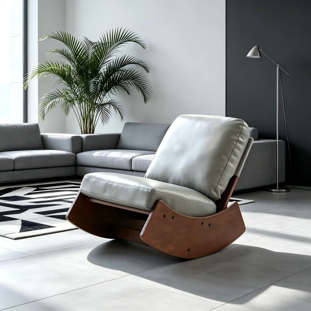 Alt view image 5 of 7 - Comfortable Glider Rocking Chair, High-Quality Upholstery Glider Chair, Solid Wood Frame, Perfect for Multiple Settings Accent Reading Chair for Bedroom,Living Room