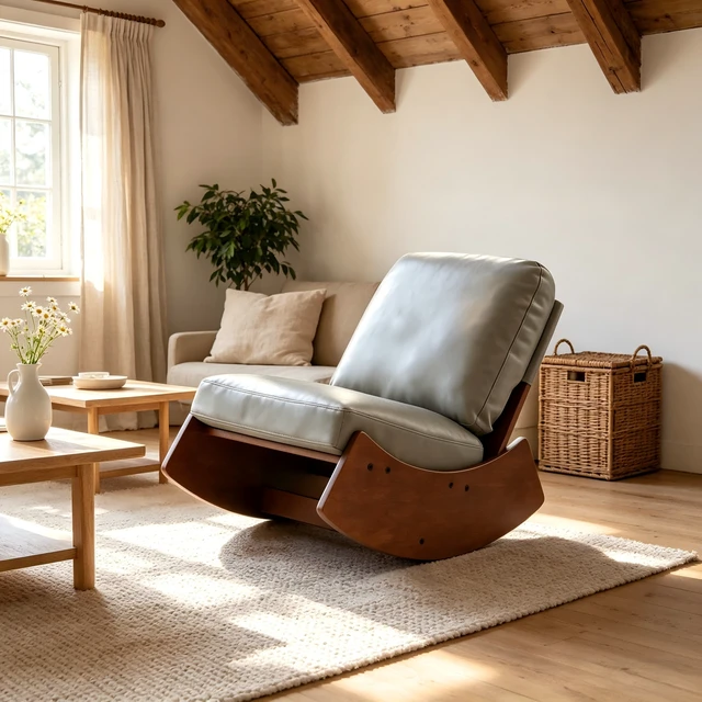Alt view image 2 of 7 - Comfortable Glider Rocking Chair, High-Quality Upholstery Glider Chair, Solid Wood Frame, Perfect for Multiple Settings Accent Reading Chair for Bedroom,Living Room