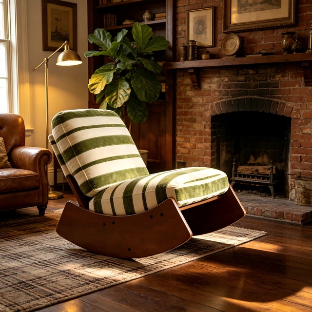 Alt view image 3 of 7 - Comfortable Glider Rocking Chair, High-Quality Upholstery Glider Chair, Solid Wood Frame, Perfect for Multiple Settings Accent Reading Chair for Bedroom,Living Room