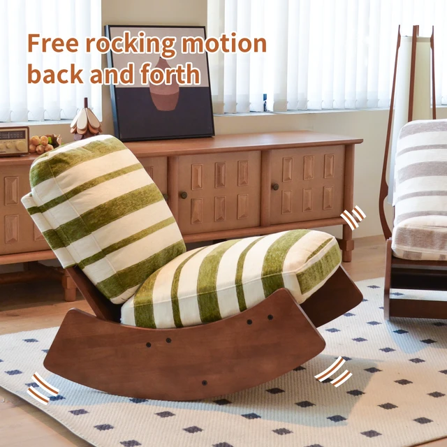 Alt view image 6 of 7 - Comfortable Glider Rocking Chair, High-Quality Upholstery Glider Chair, Solid Wood Frame, Perfect for Multiple Settings Accent Reading Chair for Bedroom,Living Room
