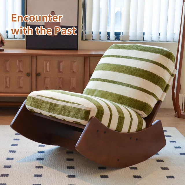 Alt view image 7 of 7 - Comfortable Glider Rocking Chair, High-Quality Upholstery Glider Chair, Solid Wood Frame, Perfect for Multiple Settings Accent Reading Chair for Bedroom,Living Room