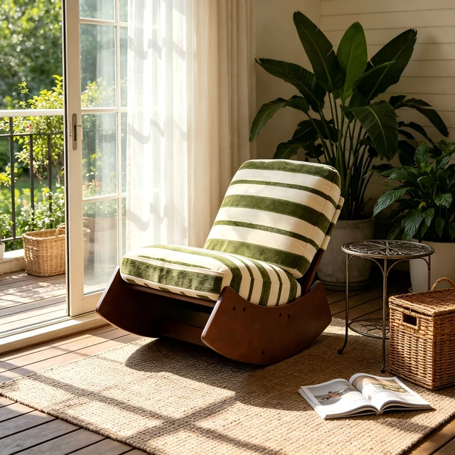 Alt view image 4 of 7 - Comfortable Glider Rocking Chair, High-Quality Upholstery Glider Chair, Solid Wood Frame, Perfect for Multiple Settings Accent Reading Chair for Bedroom,Living Room