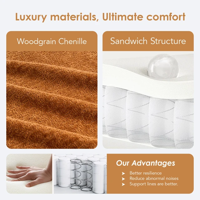 Alt view image 4 of 7 - Old Sku: W2231P261292 LY-025S Curved Loveseat Orange Full Compression Sponge Sofa, 30D Chenille No-Assembly Compact Sofa for Small Spaces & Apartments, 65"L, 300 lbs, 3 Pillows