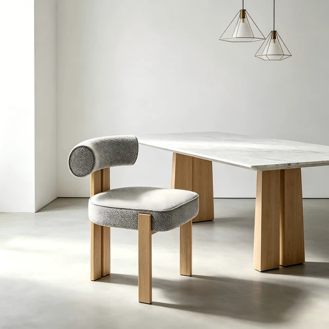 Alt view image 2 of 7 - Modern Fabric Dining Chair, Upholstered Armless Side Chair with Natural Wooden Finished Metal Frame, No Assembly Required Artistic Curved Backrest Accent Chair for Dining Room, Living Room,Kitchen,1pc