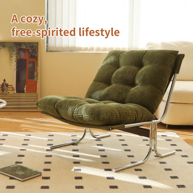Alt view image 2 of 7 - Modern Accent Chair, Comfy Living Room Chair with Metal Chrom Frame, Upholstered Soft Cushion Sofa Chairs for Home Office,Bedroom,Dining Room (Green-1pc)