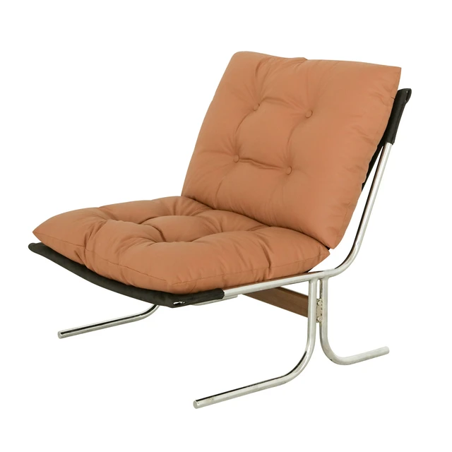 Alt view image 2 of 7 - Leather Armchair, Modern Accent Chair High Back, Living Room Chairs with Metal Legs and Soft Padded, Sofa Chairs for Home Office,Bedroom,Dining Room (Brown-1pc)