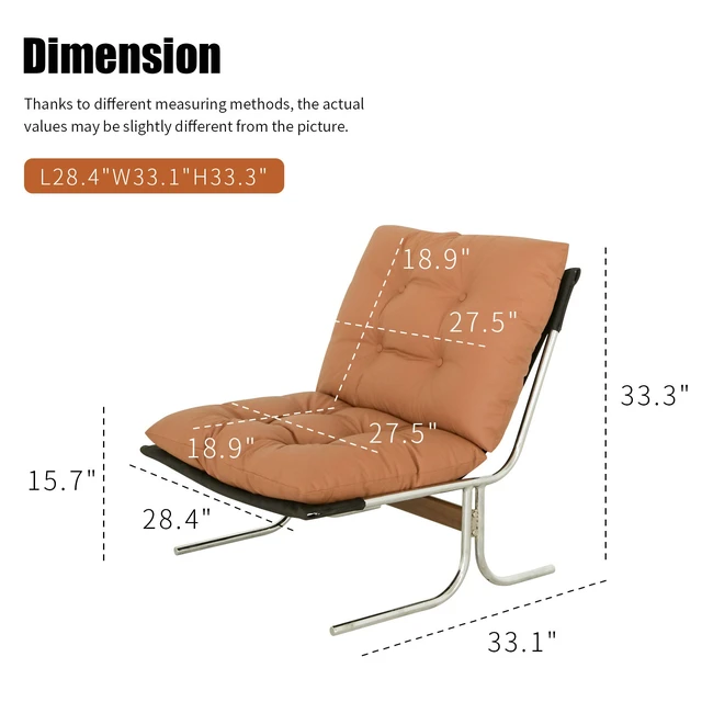 Alt view image 6 of 7 - Leather Armchair, Modern Accent Chair High Back, Living Room Chairs with Metal Legs and Soft Padded, Sofa Chairs for Home Office,Bedroom,Dining Room (Brown-1pc)