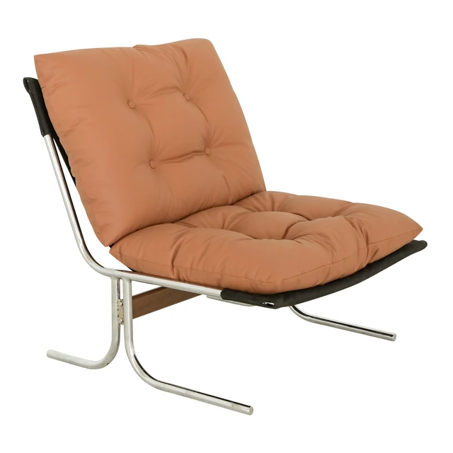 Alt view image 5 of 7 - Leather Armchair, Modern Accent Chair High Back, Living Room Chairs with Metal Legs and Soft Padded, Sofa Chairs for Home Office,Bedroom,Dining Room (Brown-1pc)