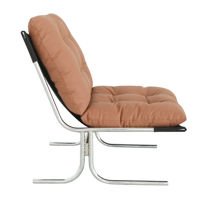 Alt view image 3 of 7 - Leather Armchair, Modern Accent Chair High Back, Living Room Chairs with Metal Legs and Soft Padded, Sofa Chairs for Home Office,Bedroom,Dining Room (Brown-1pc)