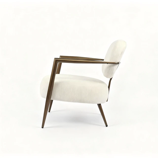 Alt view image 6 of 7 - Modern Metal Frame Accent Chair, Upholstered Softy Fabric Side Chair, Mid-Century Comfy Lounge Armchair for Living Room Bedroom Reading Nook, Single Leisure Guest Chair (White-1pc)