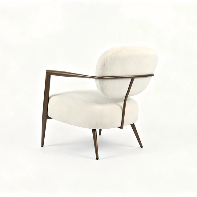 Alt view image 7 of 7 - Modern Metal Frame Accent Chair, Upholstered Softy Fabric Side Chair, Mid-Century Comfy Lounge Armchair for Living Room Bedroom Reading Nook, Single Leisure Guest Chair (White-1pc)