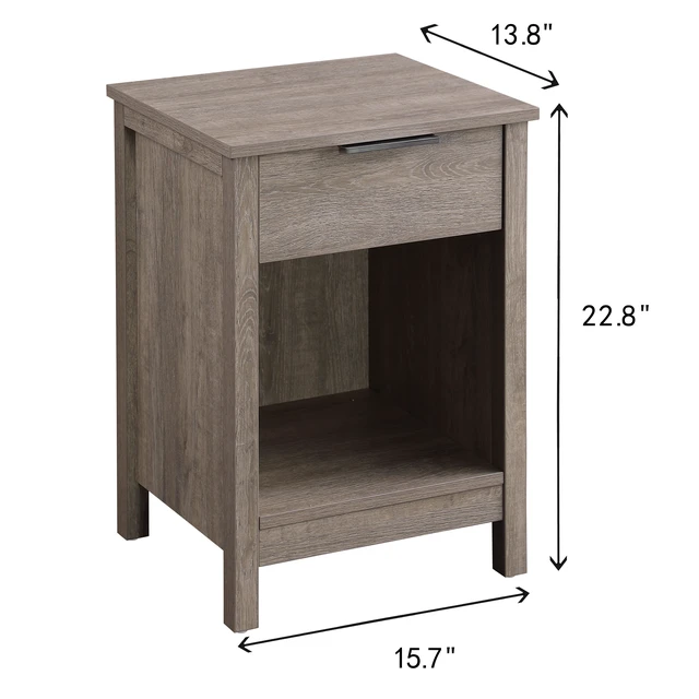 Alt view image 5 of 7 - Nightstand with Drawer,End Table With Drawer and Open Shelf,Easy Assemble,Sturdy Side Frames,Metal Handle,Night Stand for Bedroom, Side Table for LivingRoom,Rustic Grey
