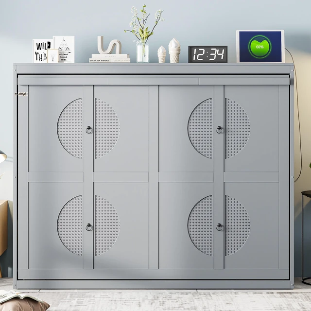 Main image of Queen Size Murphy Bed Wall Bed,Gray