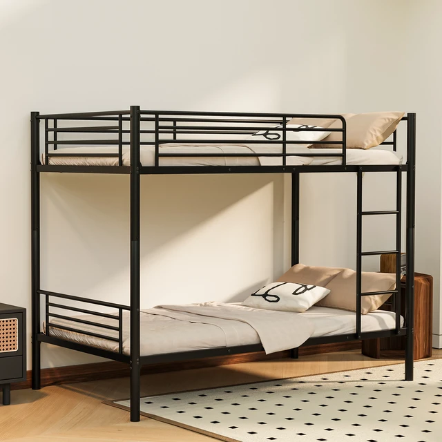 Alt view image 2 of 7 - twin over twin bunk bed black