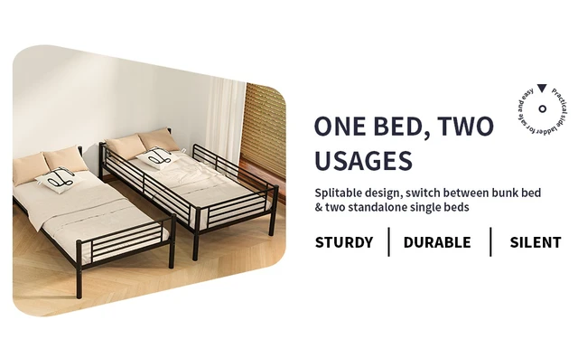 Alt view image 4 of 7 - twin over twin bunk bed black