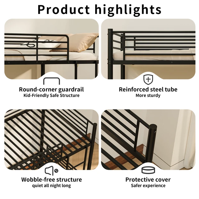 Alt view image 5 of 7 - twin over twin bunk bed black