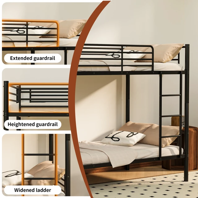 Alt view image 6 of 7 - twin over twin bunk bed black