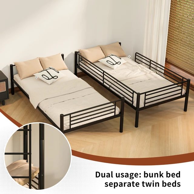 Alt view image 7 of 7 - twin over twin bunk bed black