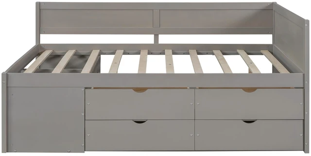 Alt view image 3 of 7 - Full Size Daybed with Drawers and Shelves, Gray