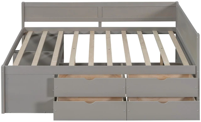 Alt view image 4 of 7 - Full Size Daybed with Drawers and Shelves, Gray