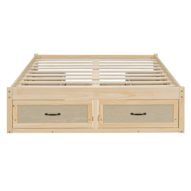 Alt view image 5 of 7 - Full Size Platform Bed with 6 Storage Drawers, Antique Natural