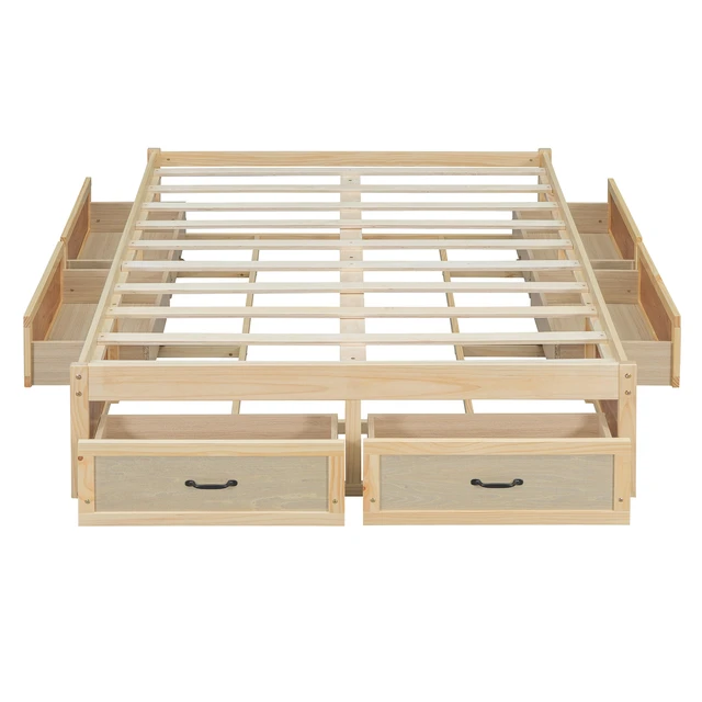 Alt view image 7 of 7 - Full Size Platform Bed with 6 Storage Drawers, Antique Natural
