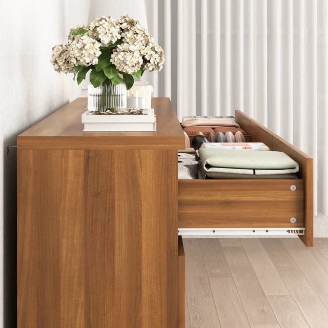 Alt view image 7 of 7 - 12 Drawers Double Dresser, Modern Wood Dresser Chest of Drawers with Large Storage Space for Bedroom, Walnut
