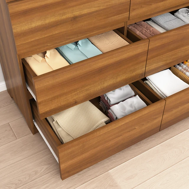 Alt view image 5 of 7 - 12 Drawers Double Dresser, Modern Wood Dresser Chest of Drawers with Large Storage Space for Bedroom, Walnut