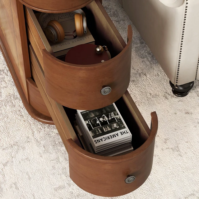 Alt view image 4 of 7 - End Table with Charging Station,Sofa Side Table with Drawers, No Assembly Required