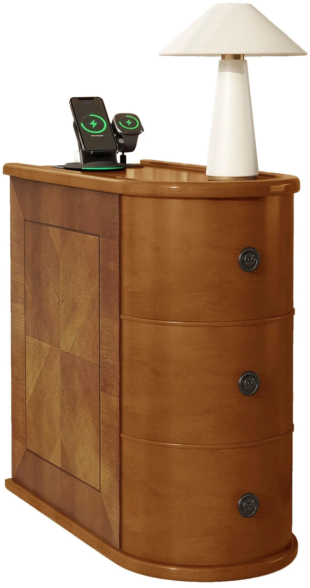 Alt view image 5 of 7 - End Table with Charging Station, Sofa Side Table with Drawers, No Assembly Required, Expect Arrival Date (2025/5/27)