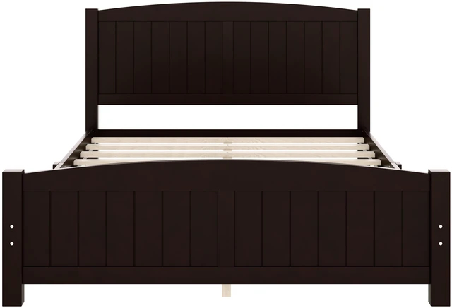 Alt view image 5 of 7 - Queen Size Platform Bed, Solid Wood Platform Bed with Support Slats and Strong Structure, No Box Spring Needed, Espresso