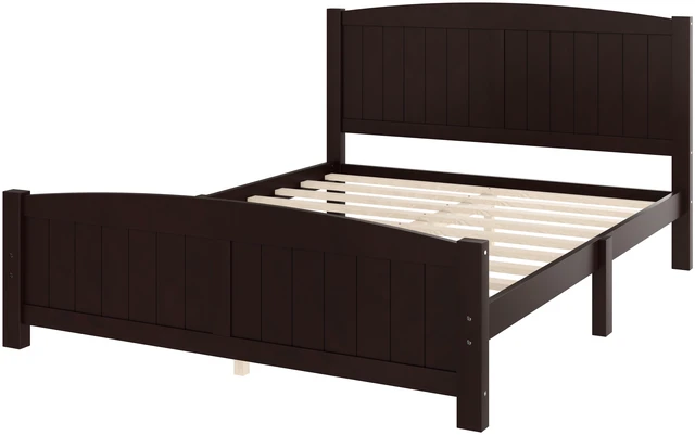 Alt view image 7 of 7 - Queen Size Platform Bed, Solid Wood Platform Bed with Support Slats and Strong Structure, No Box Spring Needed, Espresso