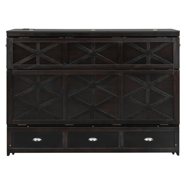 Alt view image 4 of 7 - Queen Size Murphy Bed with Large Drawers and USB,Brushed Espresso