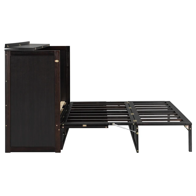 Alt view image 7 of 7 - Queen Size Murphy Bed with Large Drawers and USB,Brushed Espresso