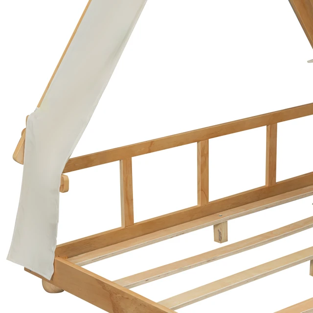 Alt view image 6 of 7 - Full Size House Bed with Tent and Light,White