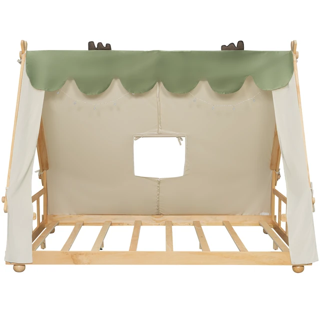Alt view image 4 of 7 - Full Size House Bed with Tent and Light,White
